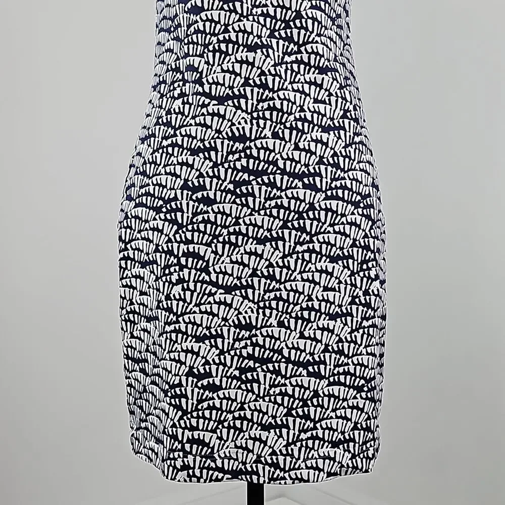 Persifor Abstract Palm Print Navy White Tank‎ Bodycon Mini Dress Women's Small